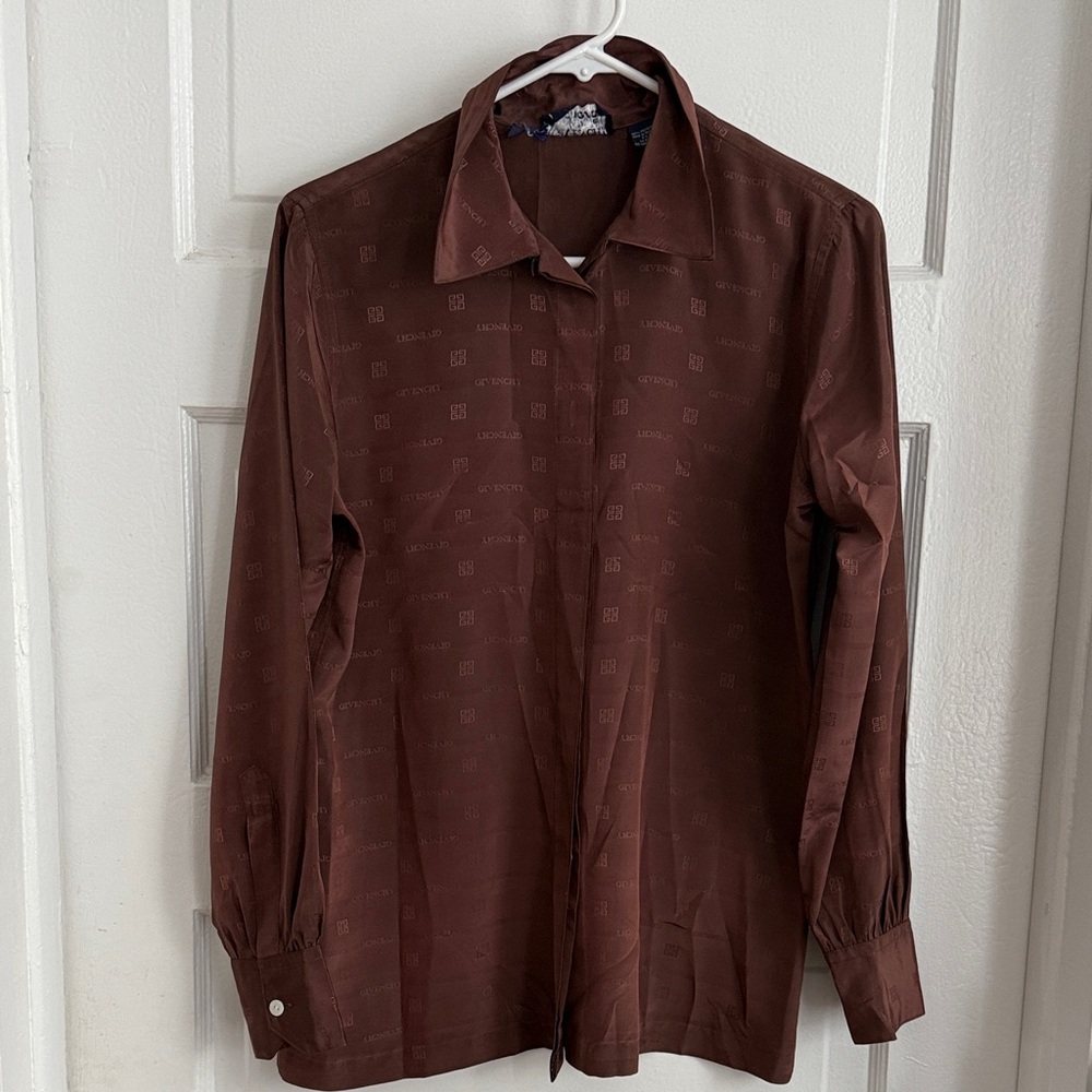 Brown Vintage Givenchy for Chesa Long Sleeve Button-Up Shirt